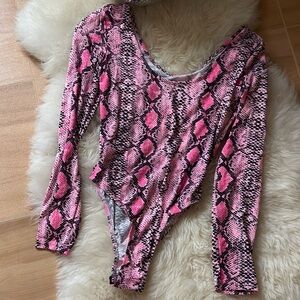 Pink Snake Print Bodysuit